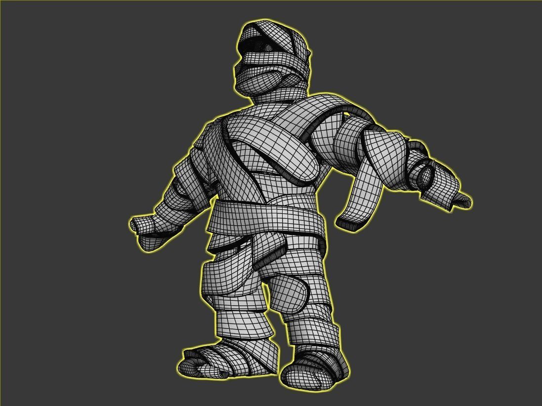 Cartoon Fitness Mummy Not Rigged 3D model_10