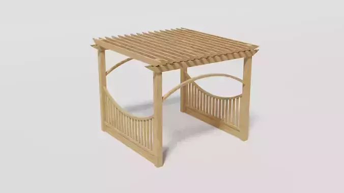 Wooden Garden Pergola 4 Low-poly 3D model