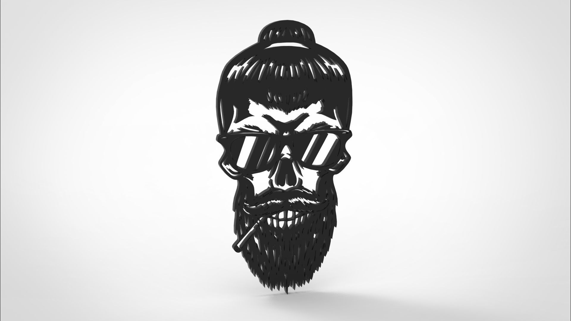 SMOKING SKELETON 3D ART FRAME 3D print model_4