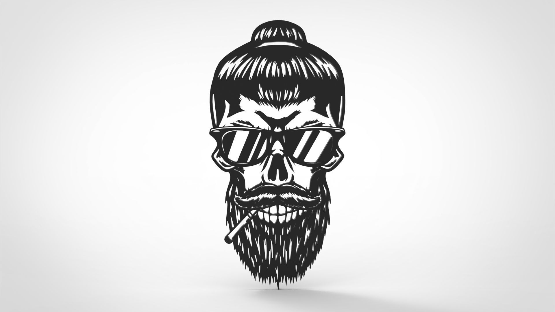 SMOKING SKELETON 3D ART FRAME 3D print model_1