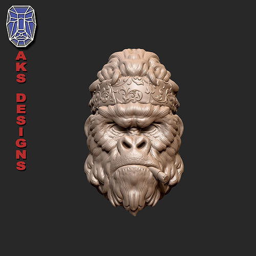 Gangster Gorilla version 1 Bas relief 3D print model