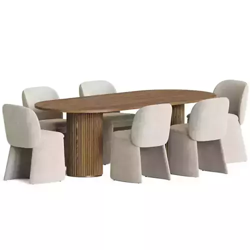 Evie Chair Campbell Table Dining Set 3D model
