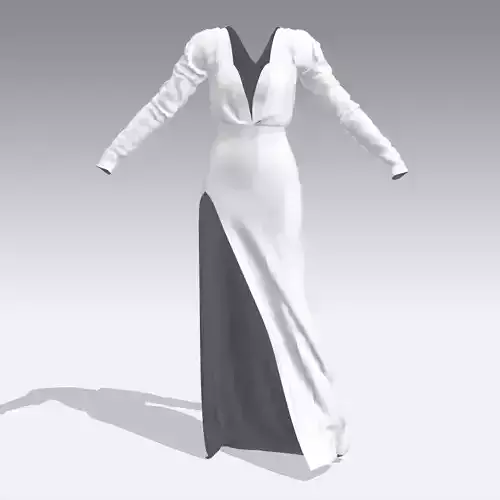 DRESS WHITE DRAPED LOOK MODERN LONG GOWN