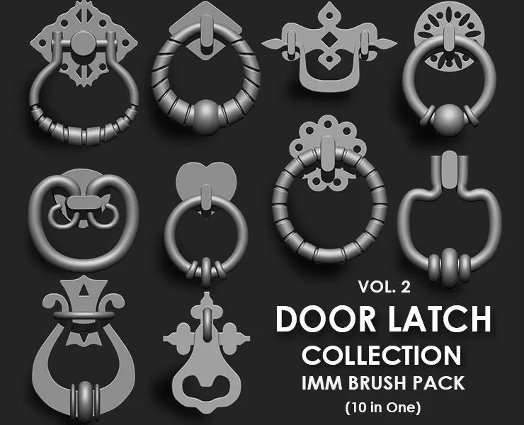 Door Latch IMM Brush Pack 10 in One vol 2 3D model_0