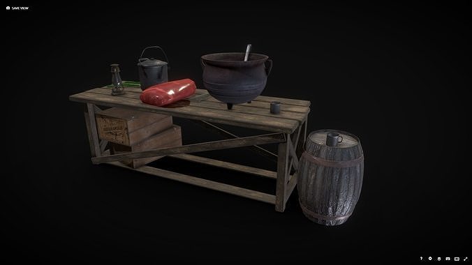 Game Asset - Table for preparing the stew Low-poly 3D model