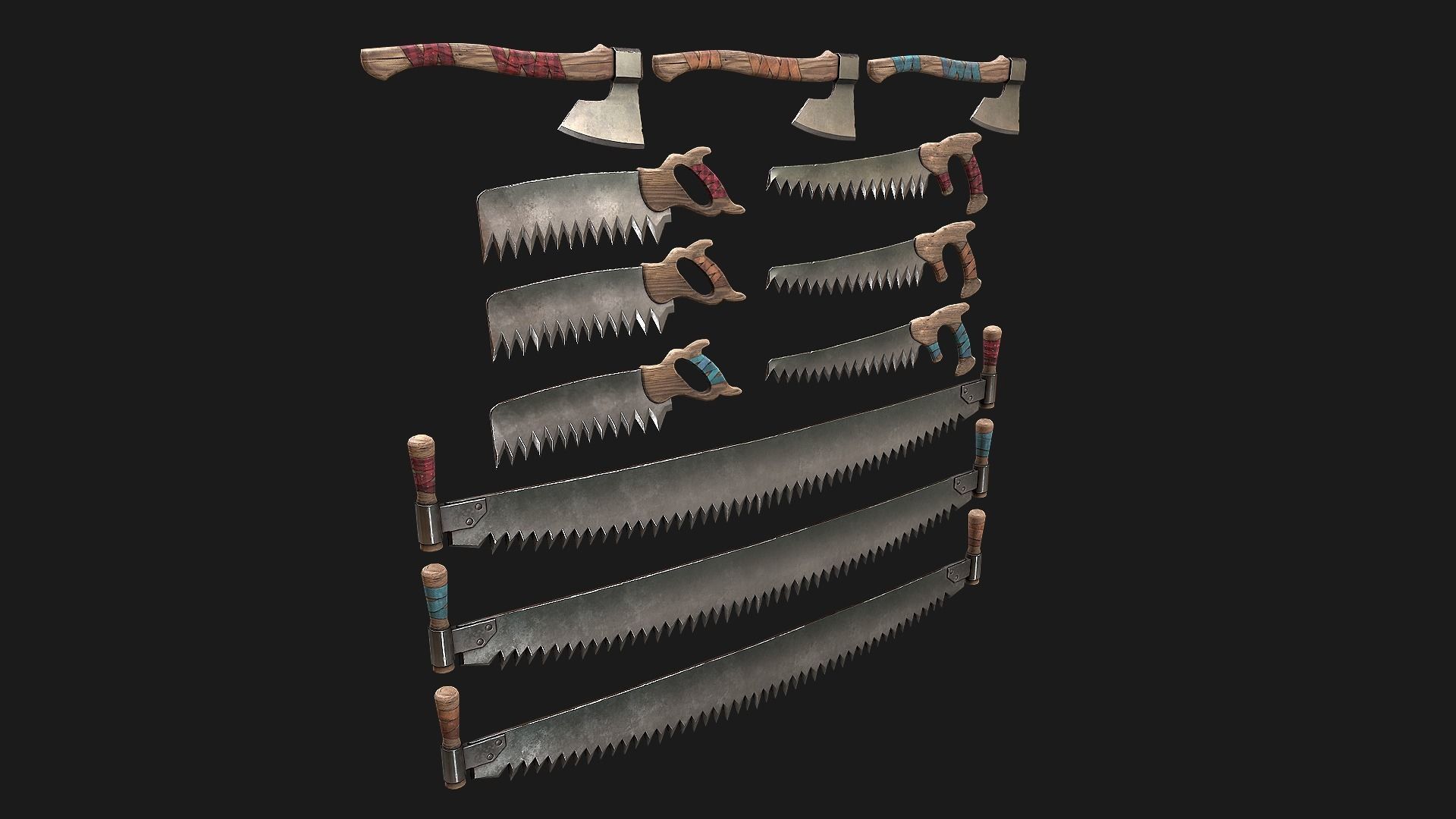 Foresters Set of tools  Low-poly 3D model_2