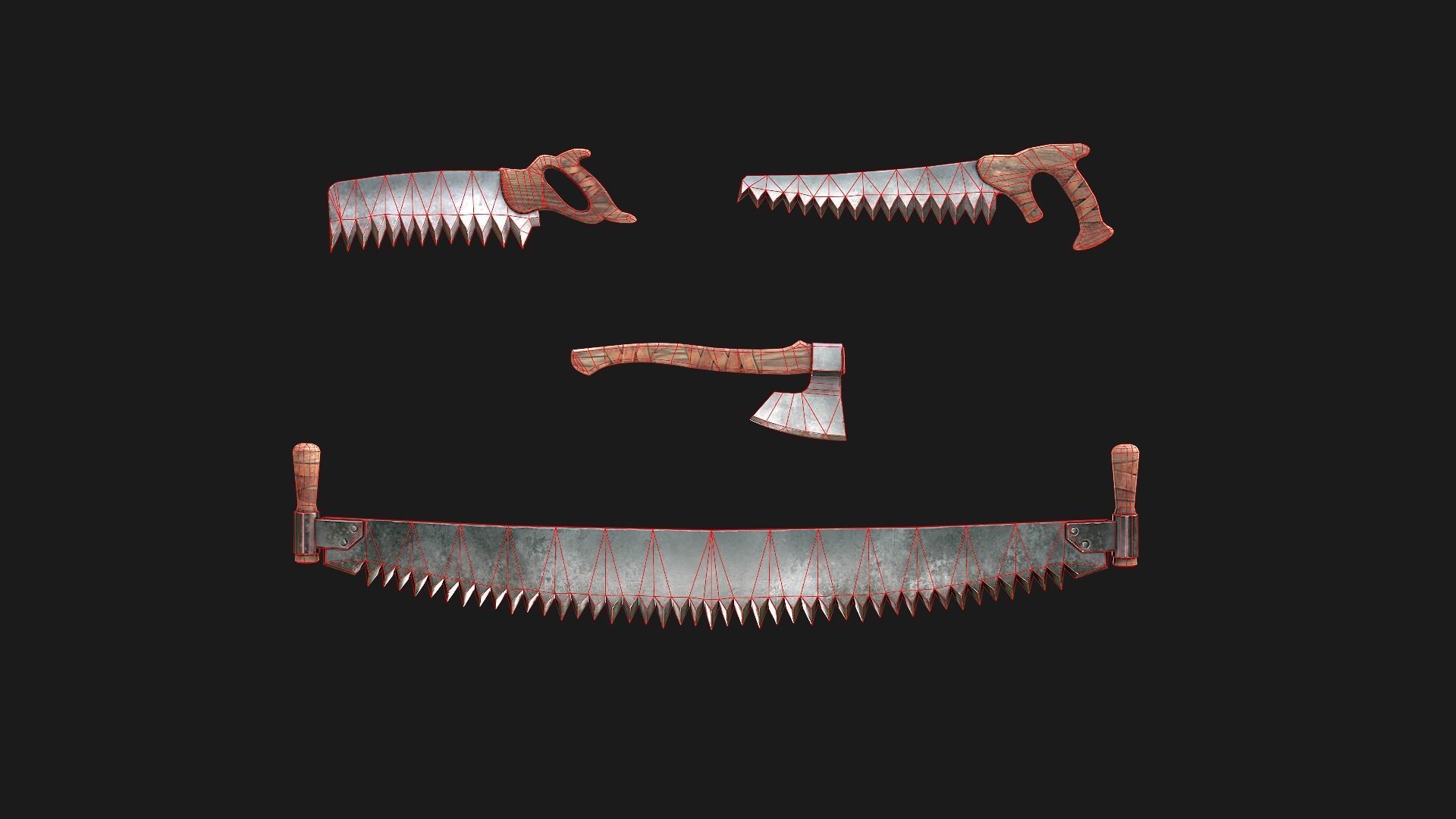 Foresters Set of tools  Low-poly 3D model_6