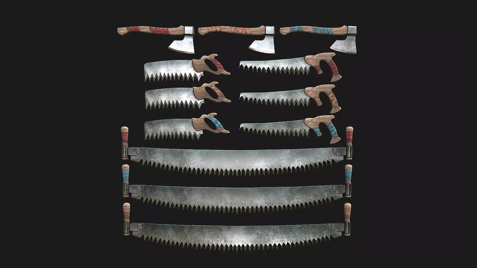 Foresters Set of tools  Low-poly 3D model_0