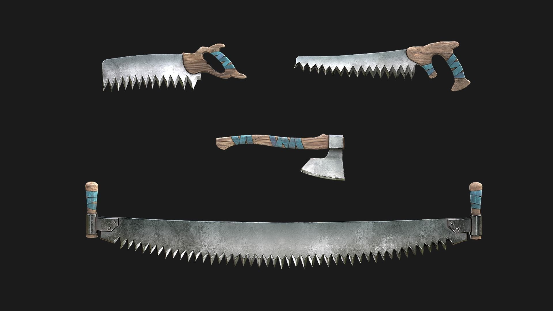 Foresters Set of tools  Low-poly 3D model_5