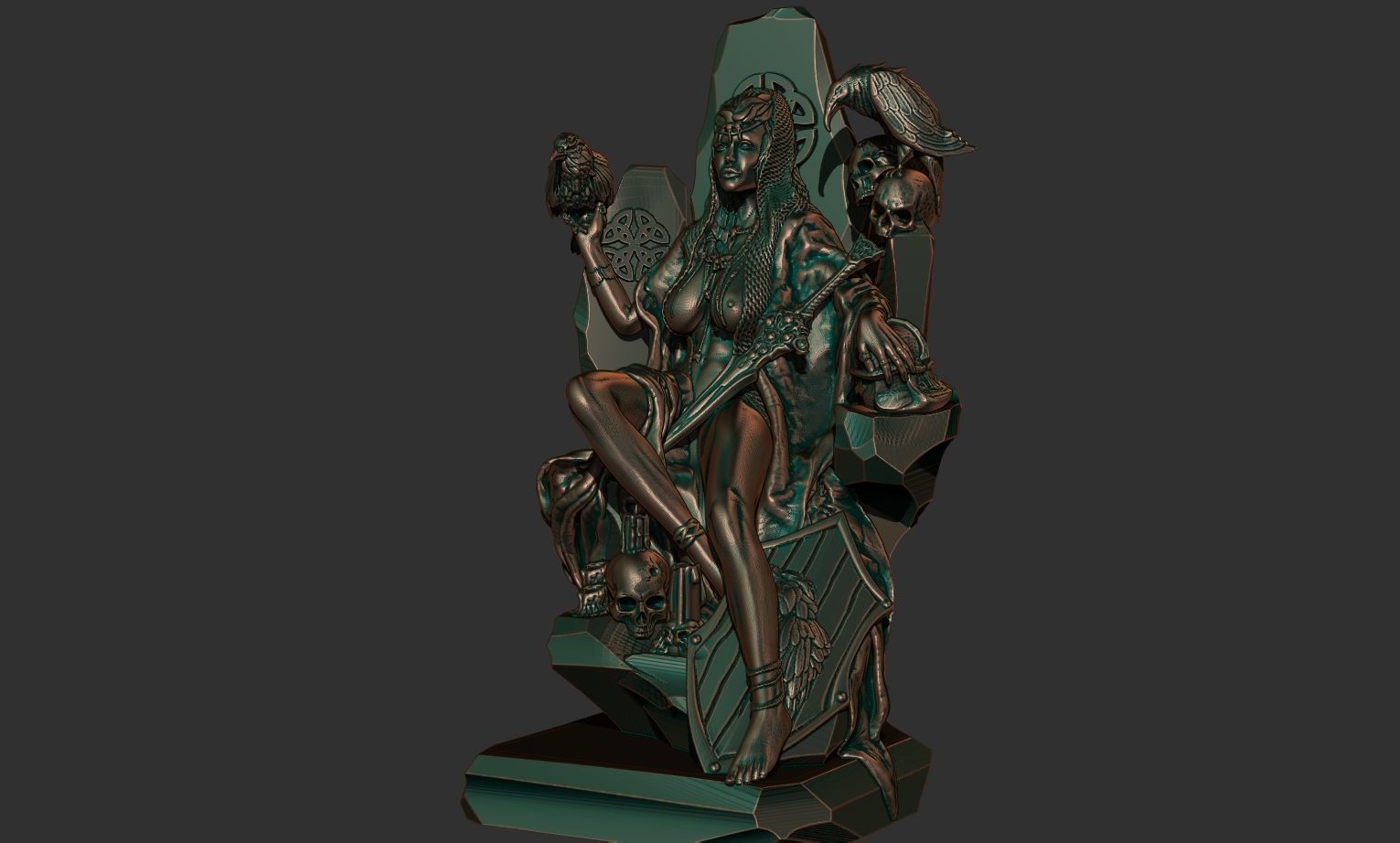 Morrigan statue 3D print model_5