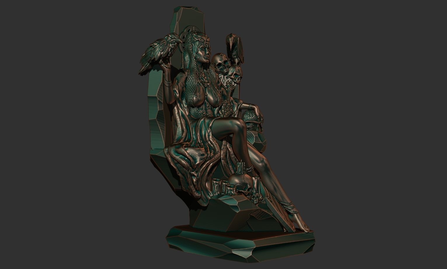 Morrigan statue 3D print model_2