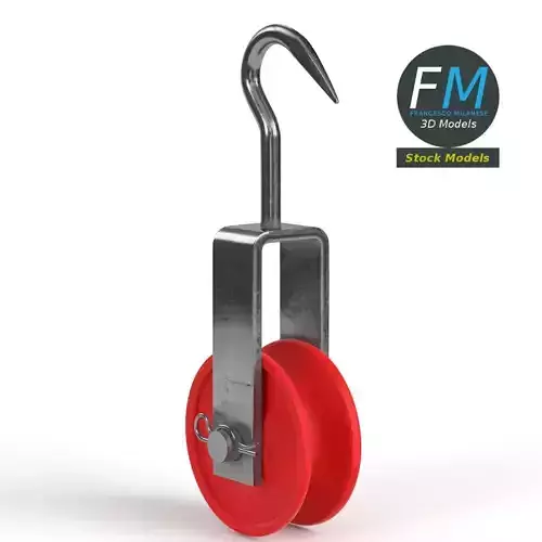 Pulley with a hook 3D model