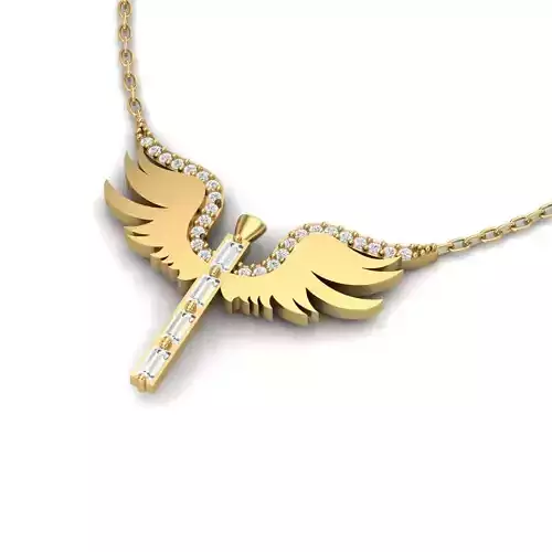 Wing Baguette Pendant 3D Print Model
