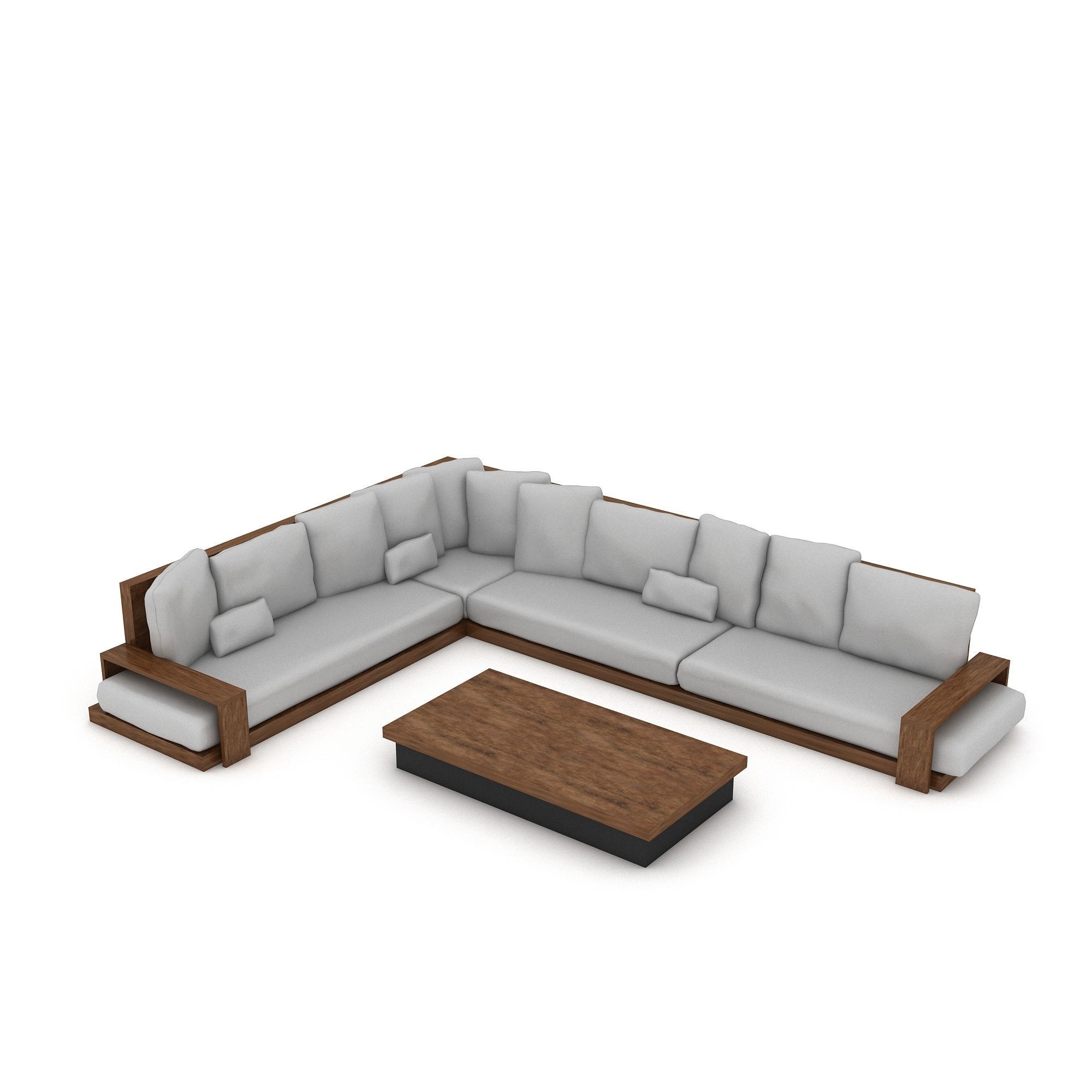 3D corner seat 09 Low-poly 3D model_1