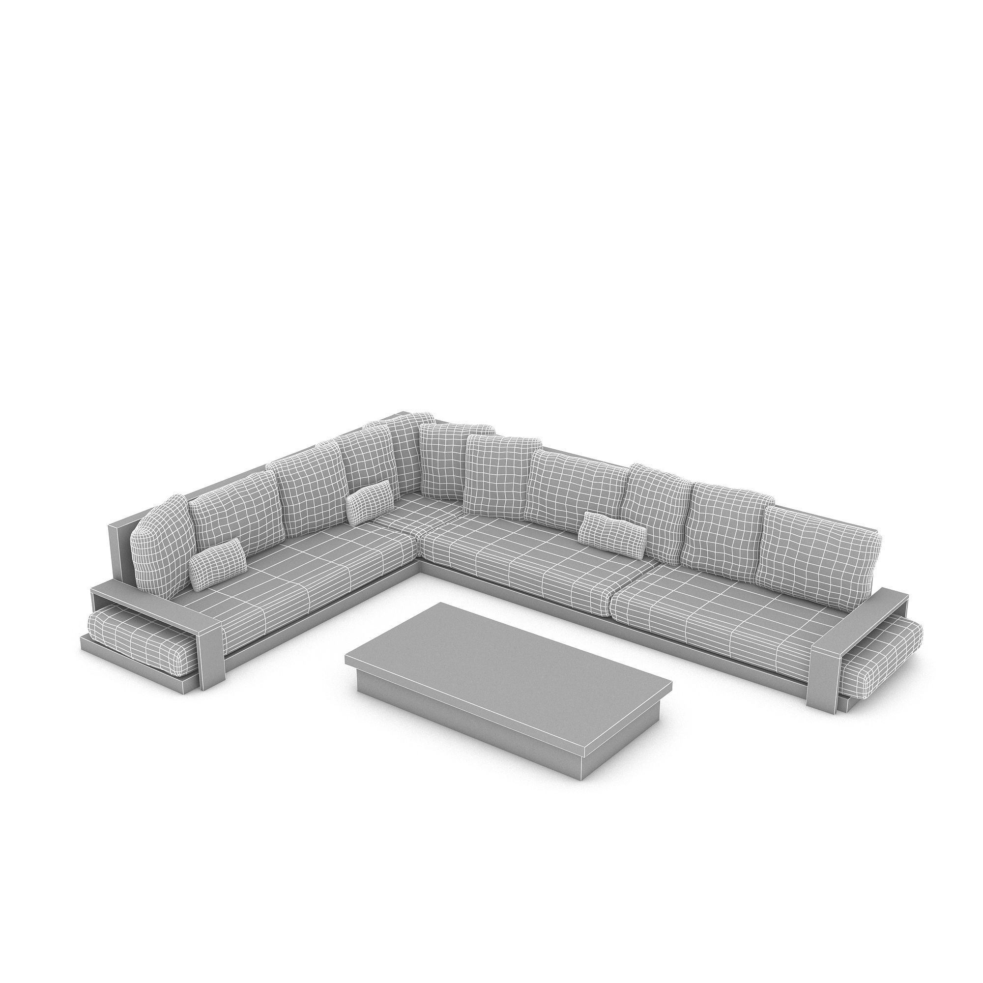 3D corner seat 09 Low-poly 3D model_5