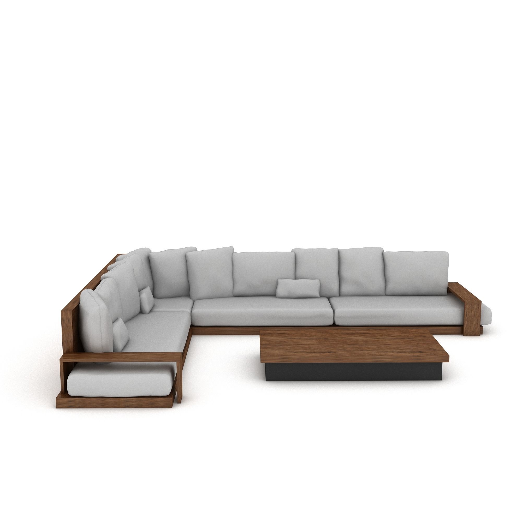 3D corner seat 09 Low-poly 3D model_2