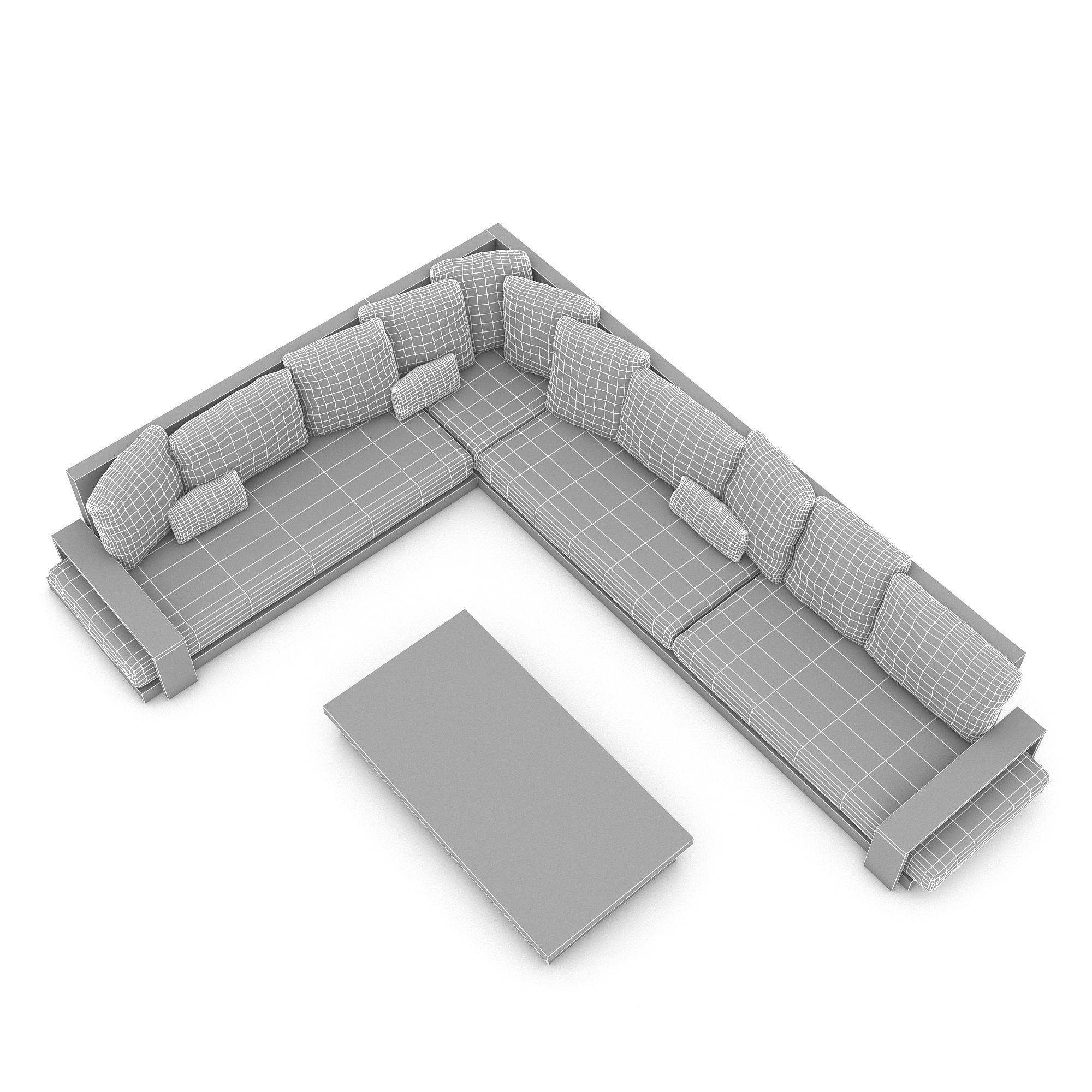3D corner seat 09 Low-poly 3D model_7