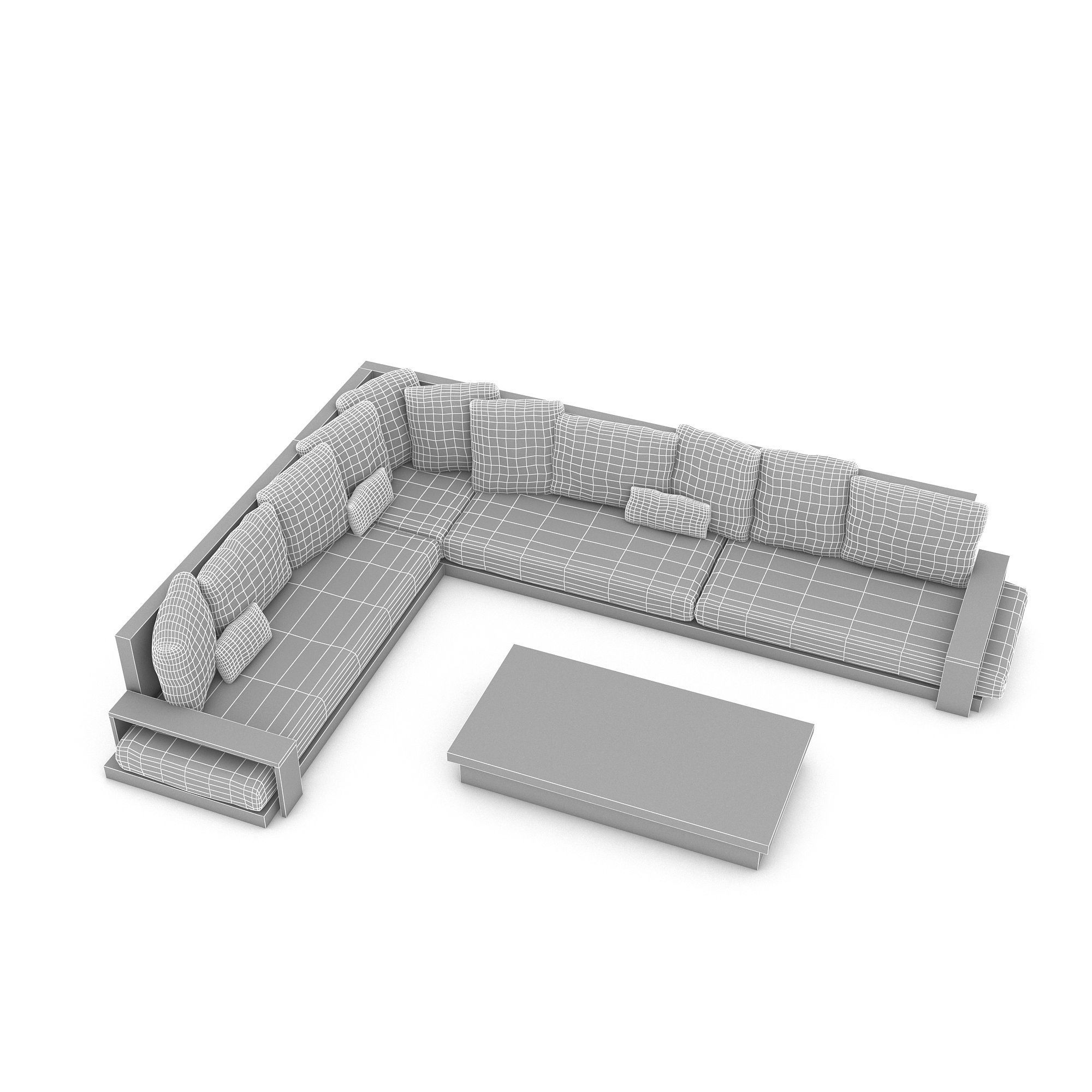 3D corner seat 09 Low-poly 3D model_4