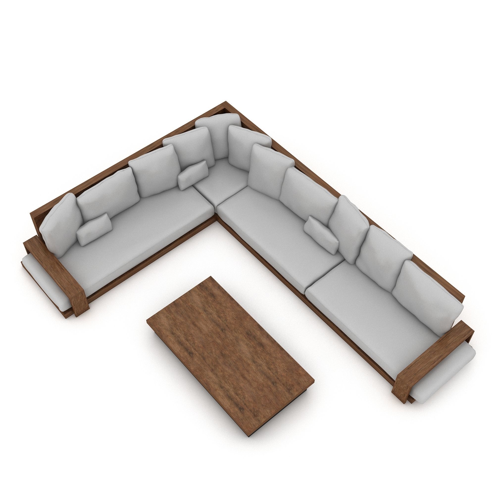 3D corner seat 09 Low-poly 3D model_3