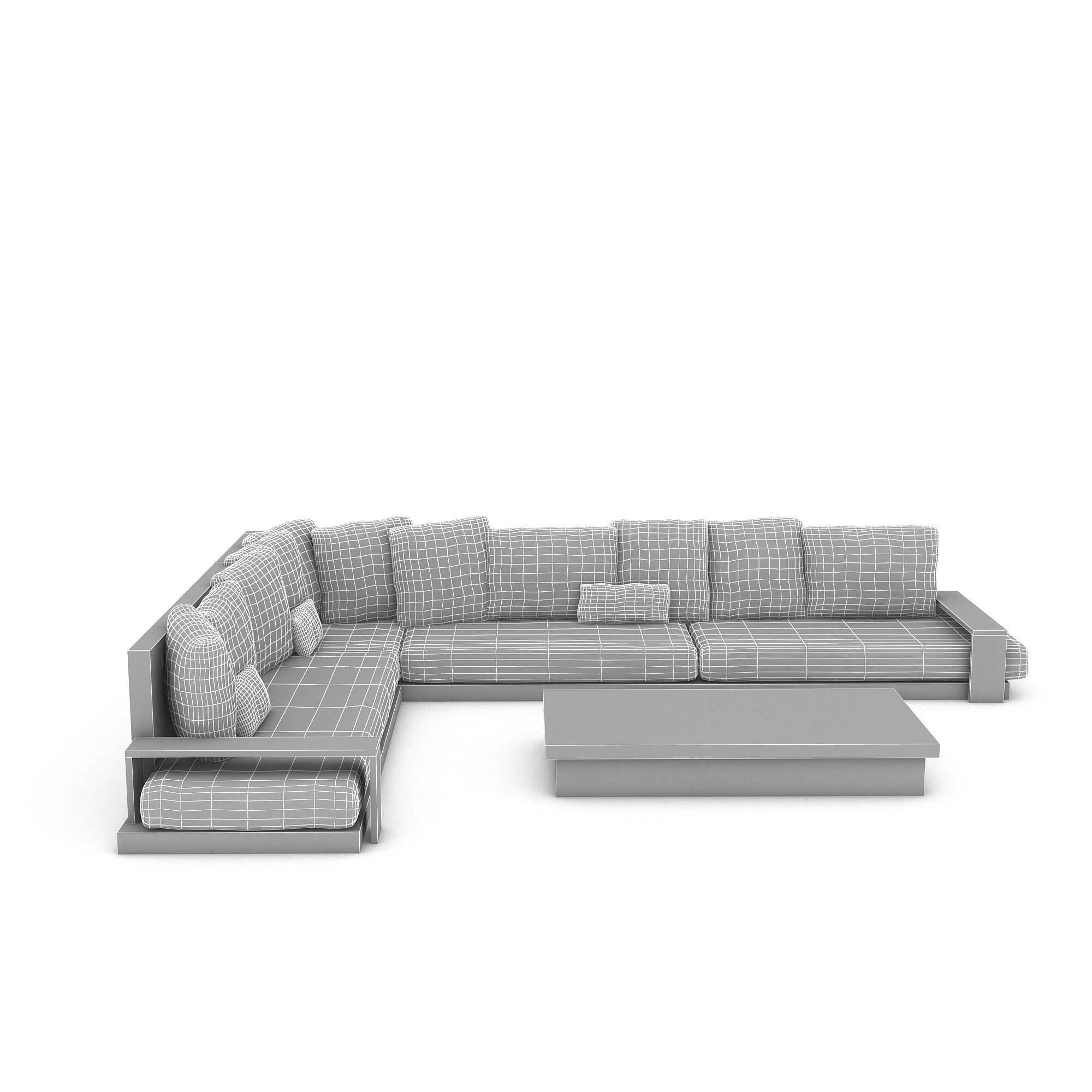 3D corner seat 09 Low-poly 3D model_6