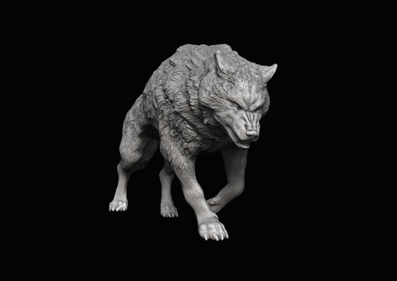 Wolf vs bear 3D print model_4