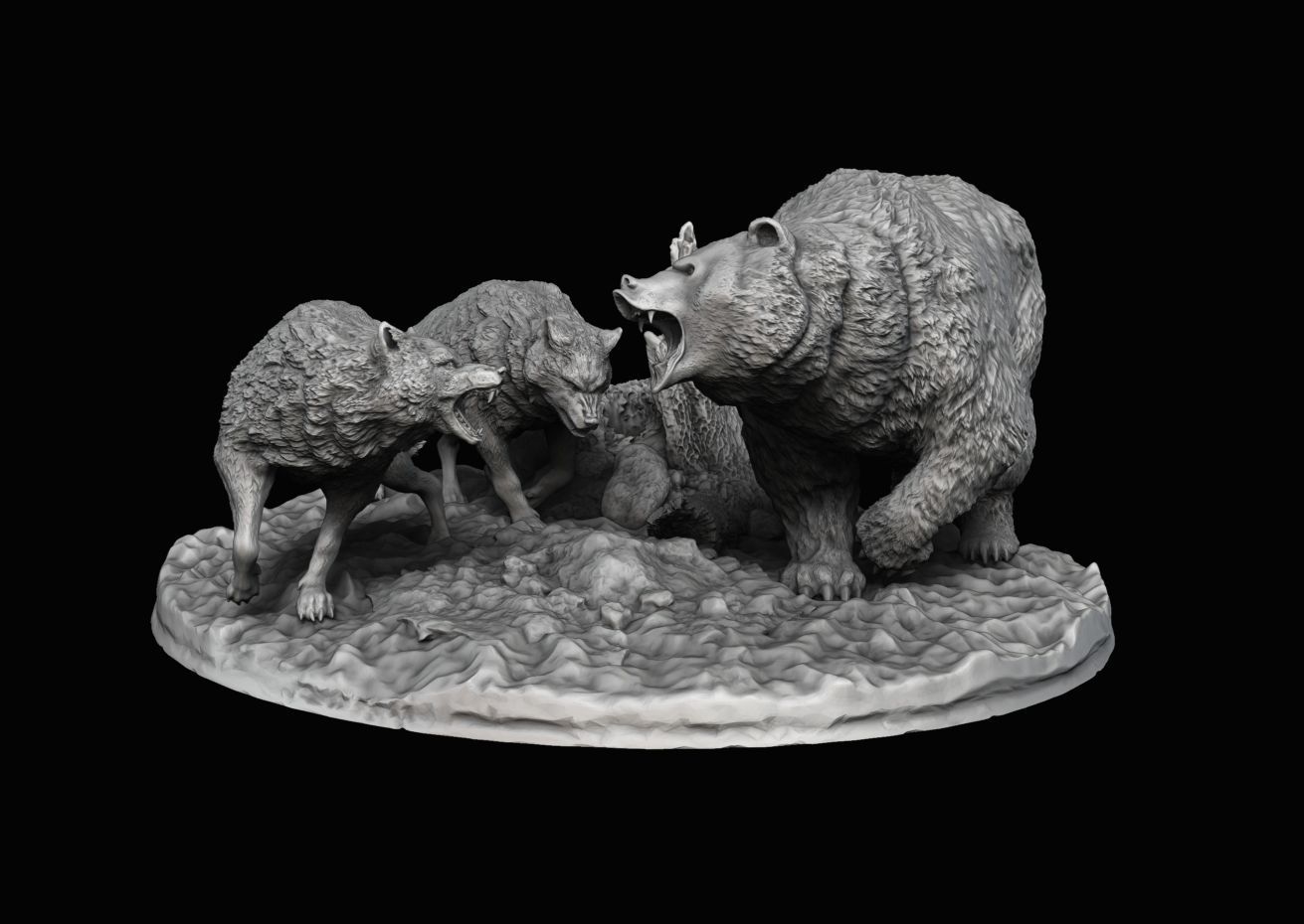 Wolf vs bear 3D print model_2
