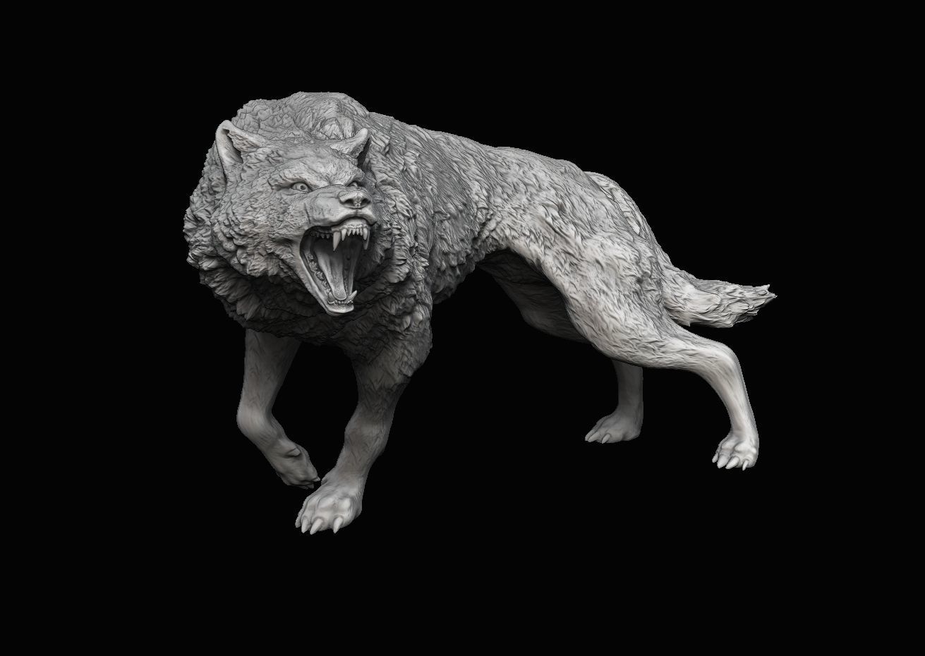 Wolf vs bear 3D print model_5