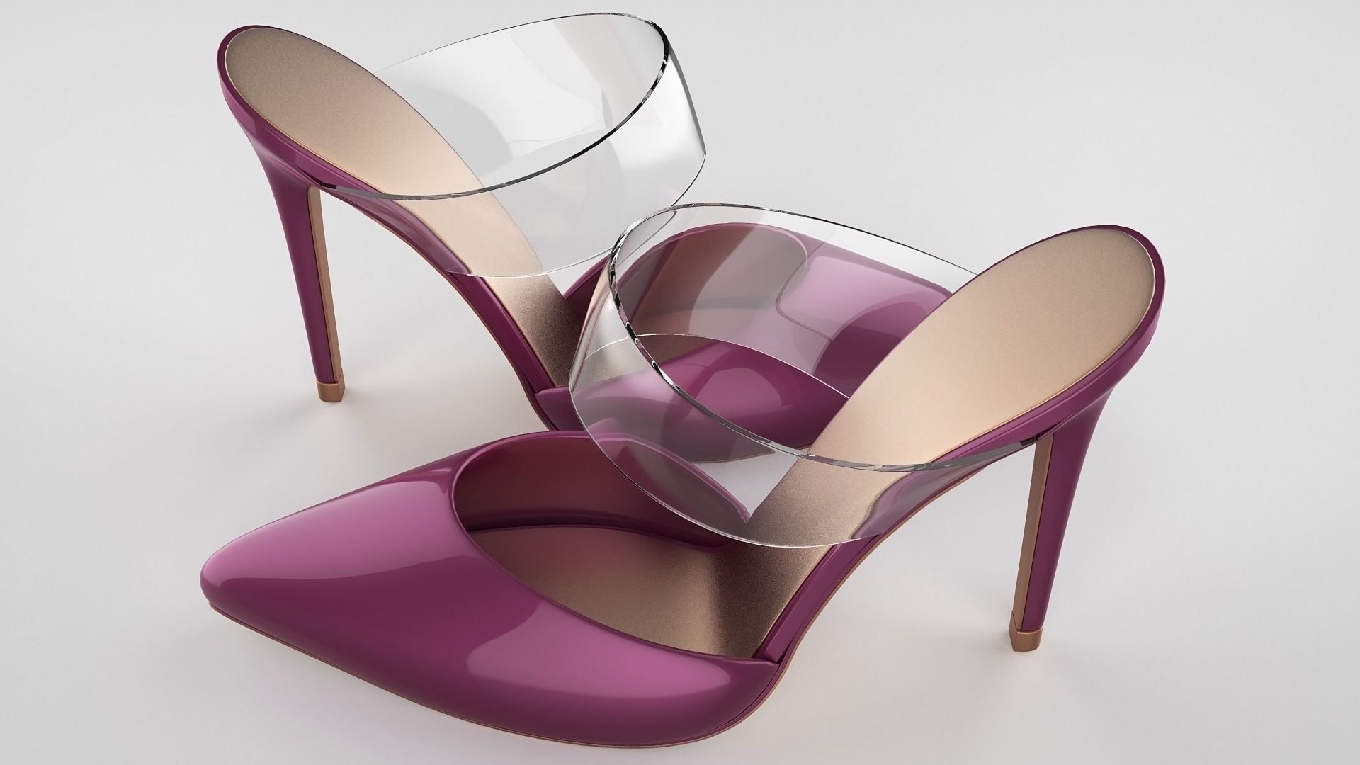 Pointed Toe Stiletto heels with Clear Strap 3D model_64