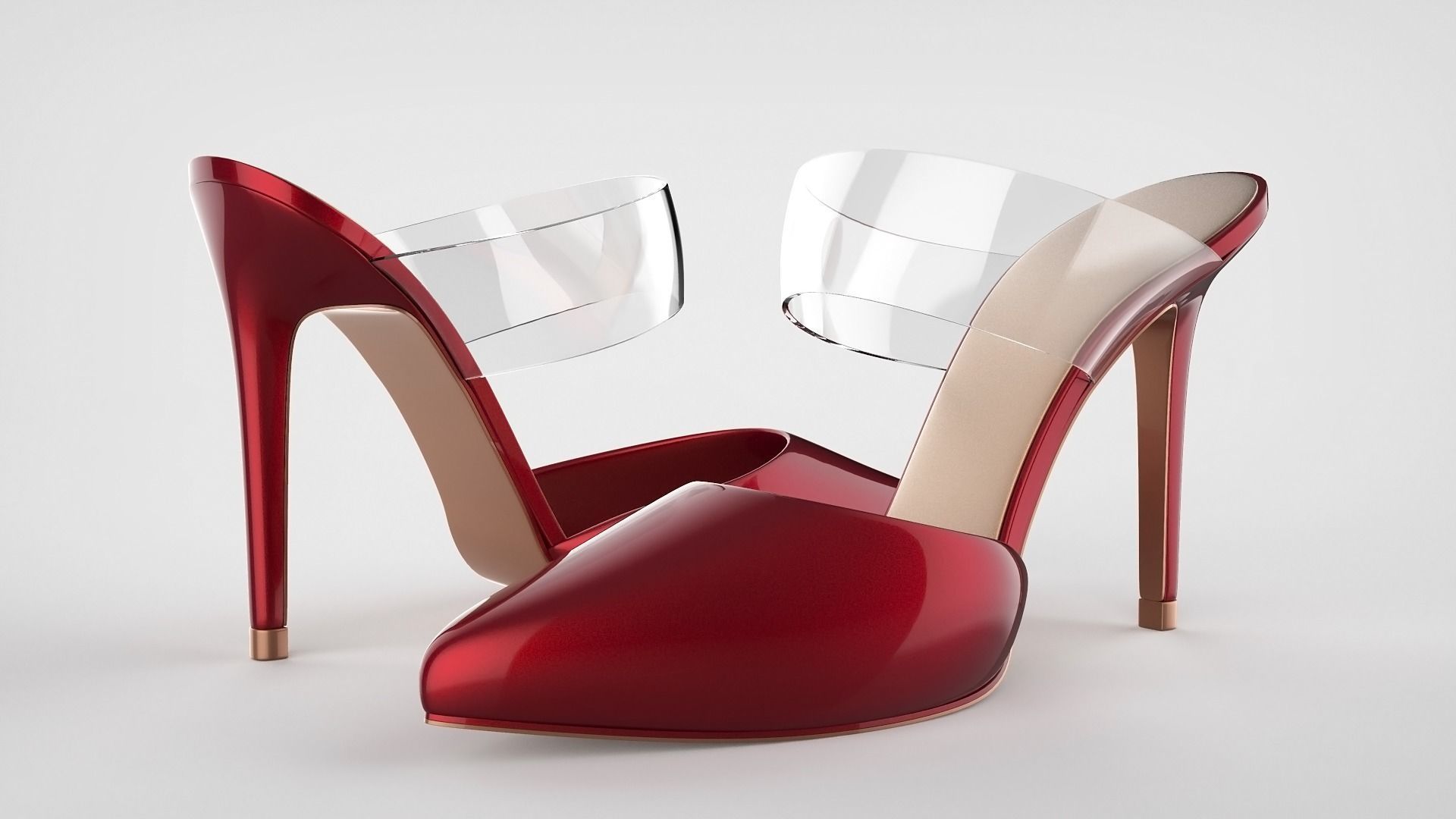 Pointed Toe Stiletto heels with Clear Strap 3D model_17