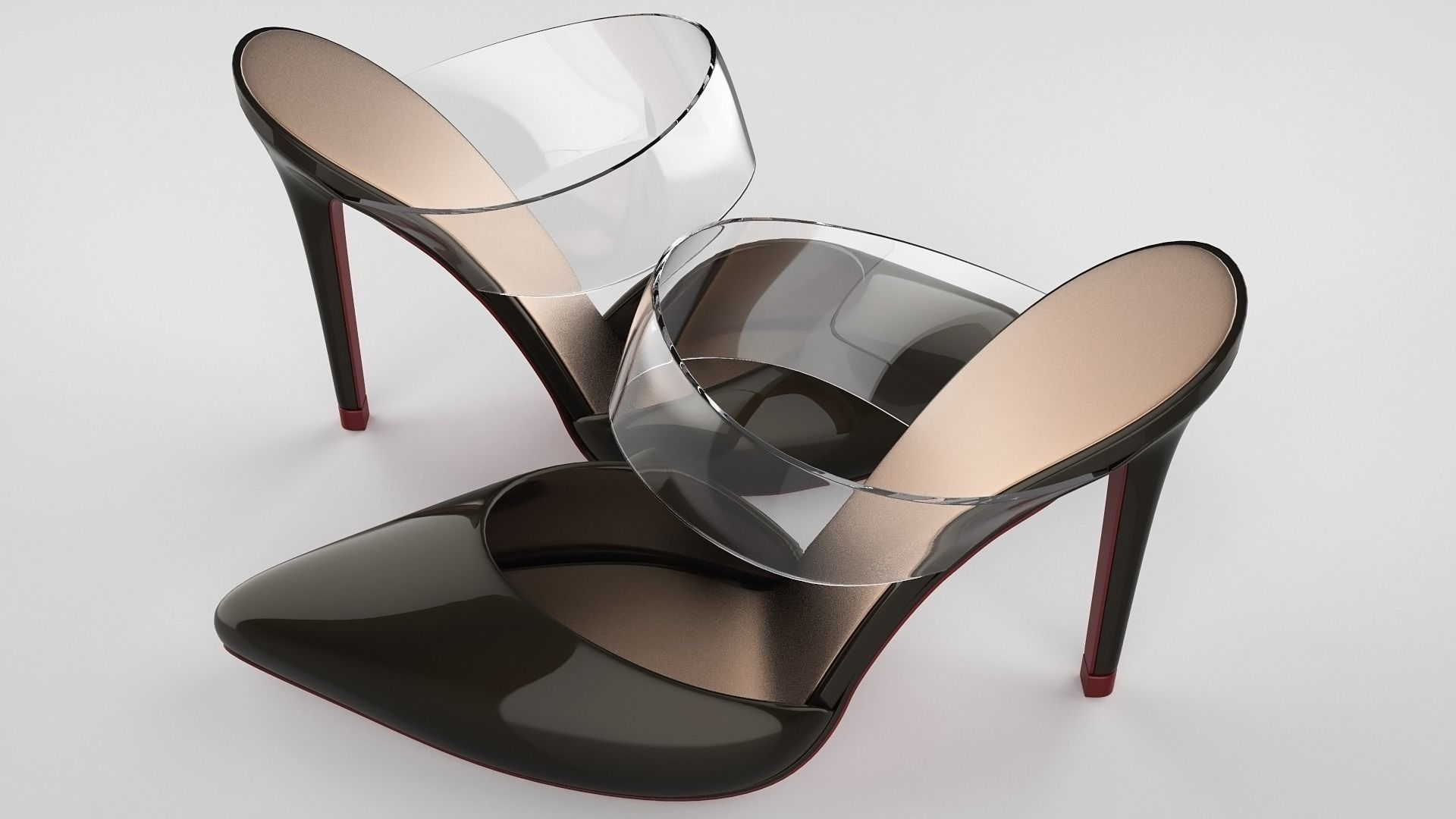 Pointed Toe Stiletto heels with Clear Strap 3D model_36