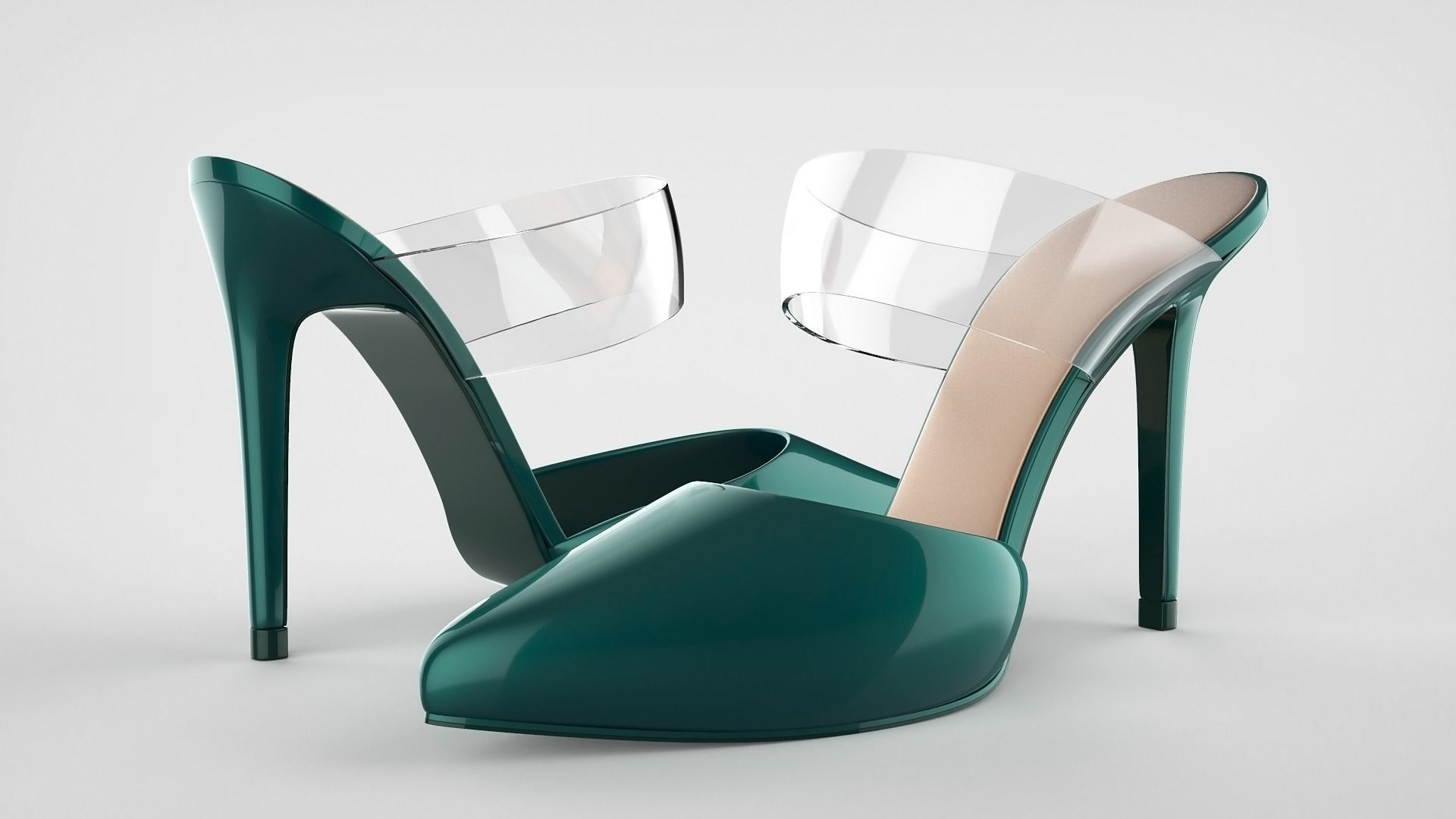 Pointed Toe Stiletto heels with Clear Strap 3D model_38