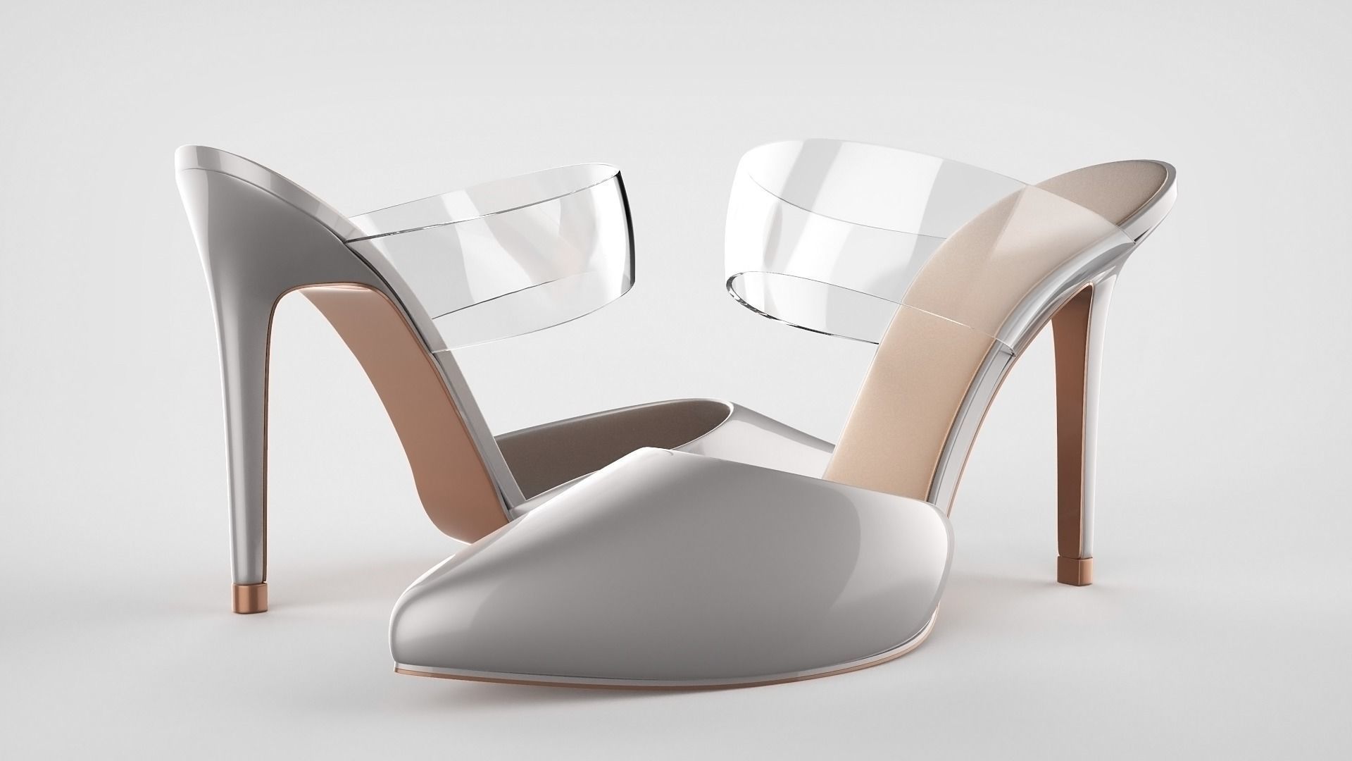 Pointed Toe Stiletto heels with Clear Strap 3D model_45