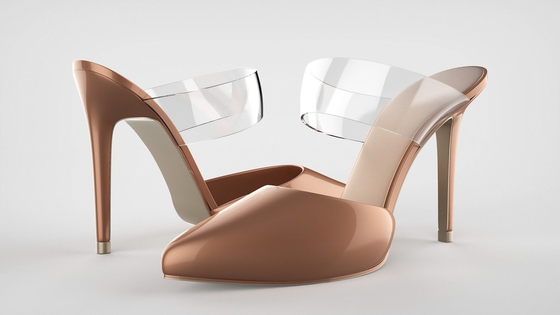 Pointed Toe Stiletto heels with Clear Strap 3D model_24