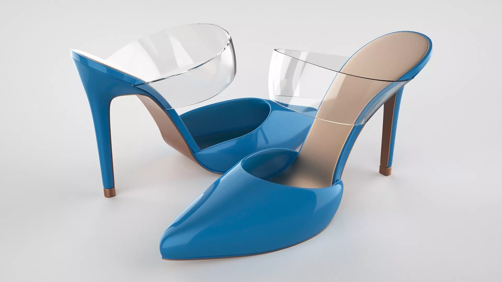 Pointed Toe Stiletto heels with Clear Strap 3D model_0