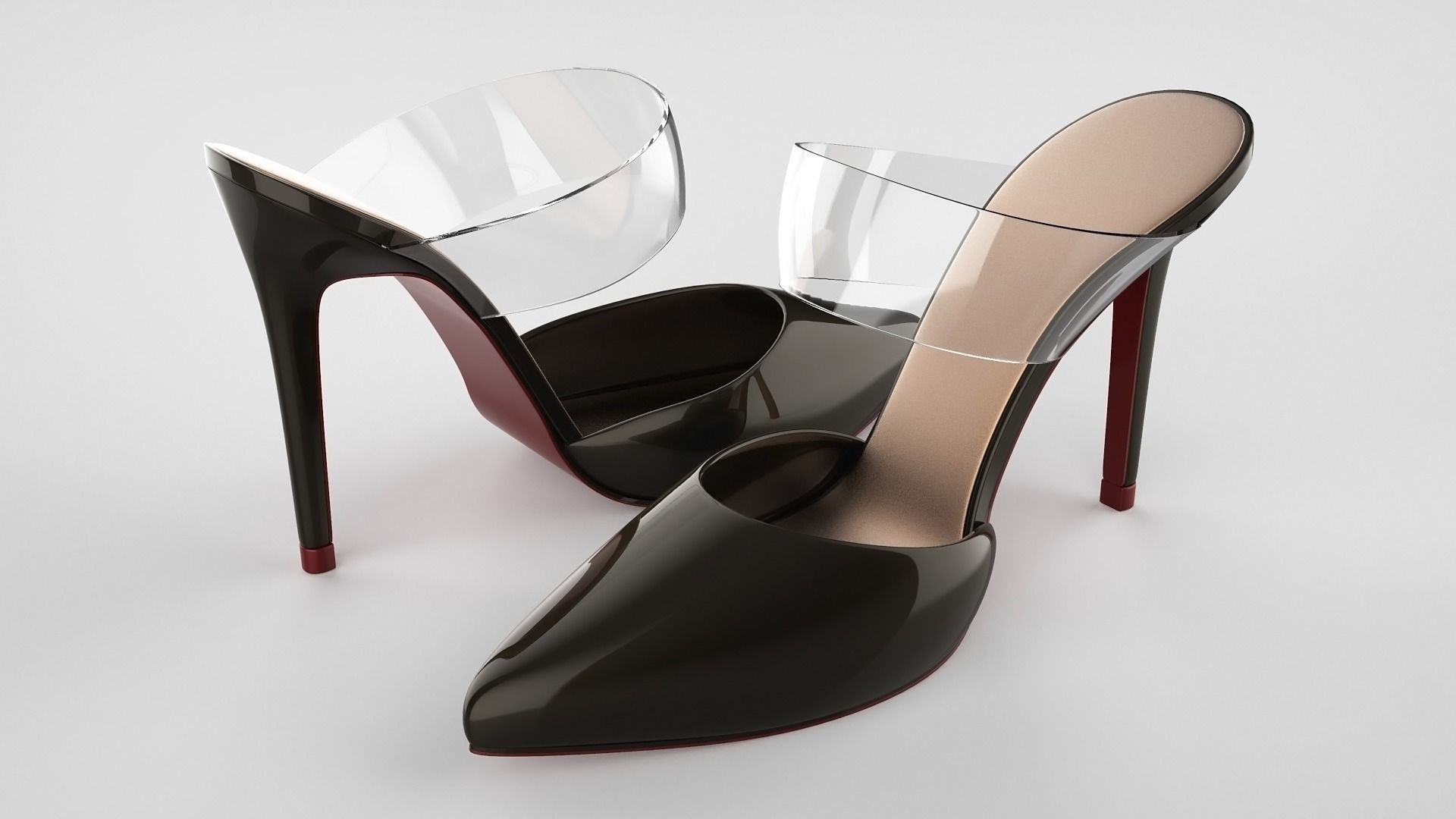 Pointed Toe Stiletto heels with Clear Strap 3D model_30