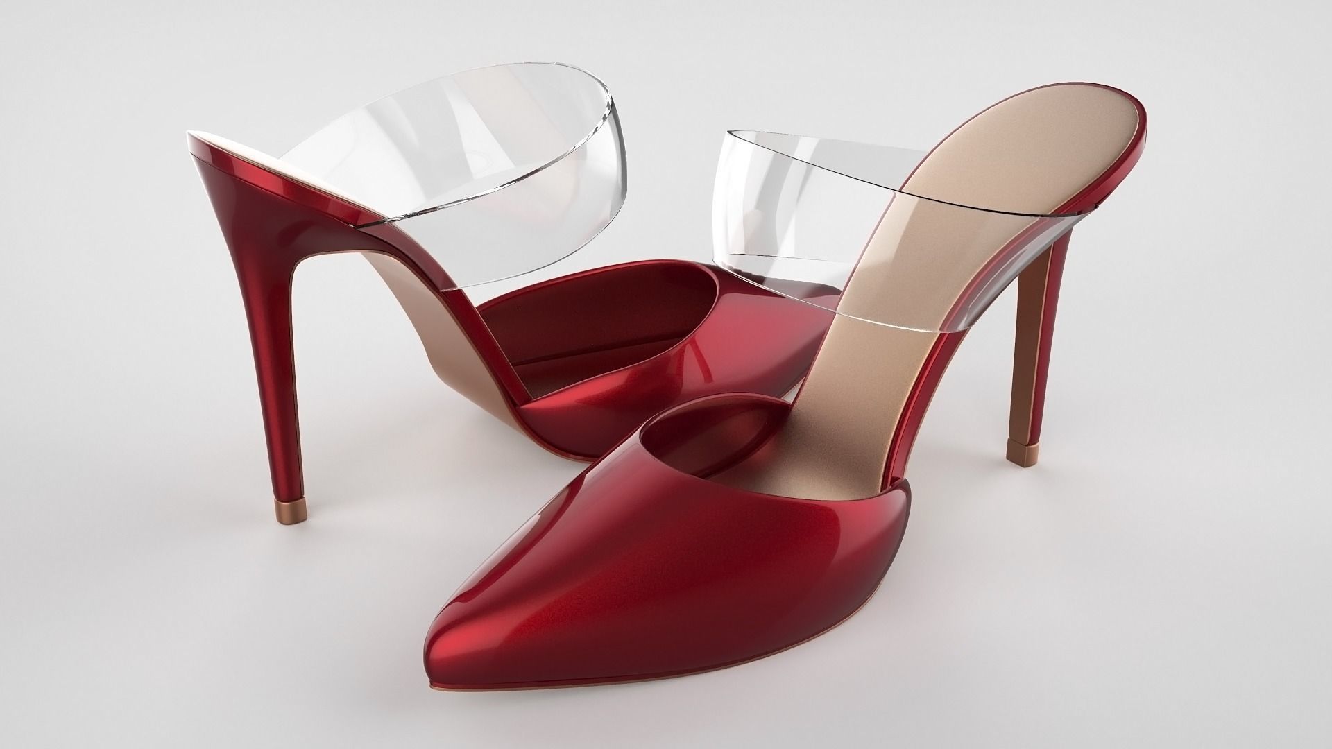 Pointed Toe Stiletto heels with Clear Strap 3D model_16