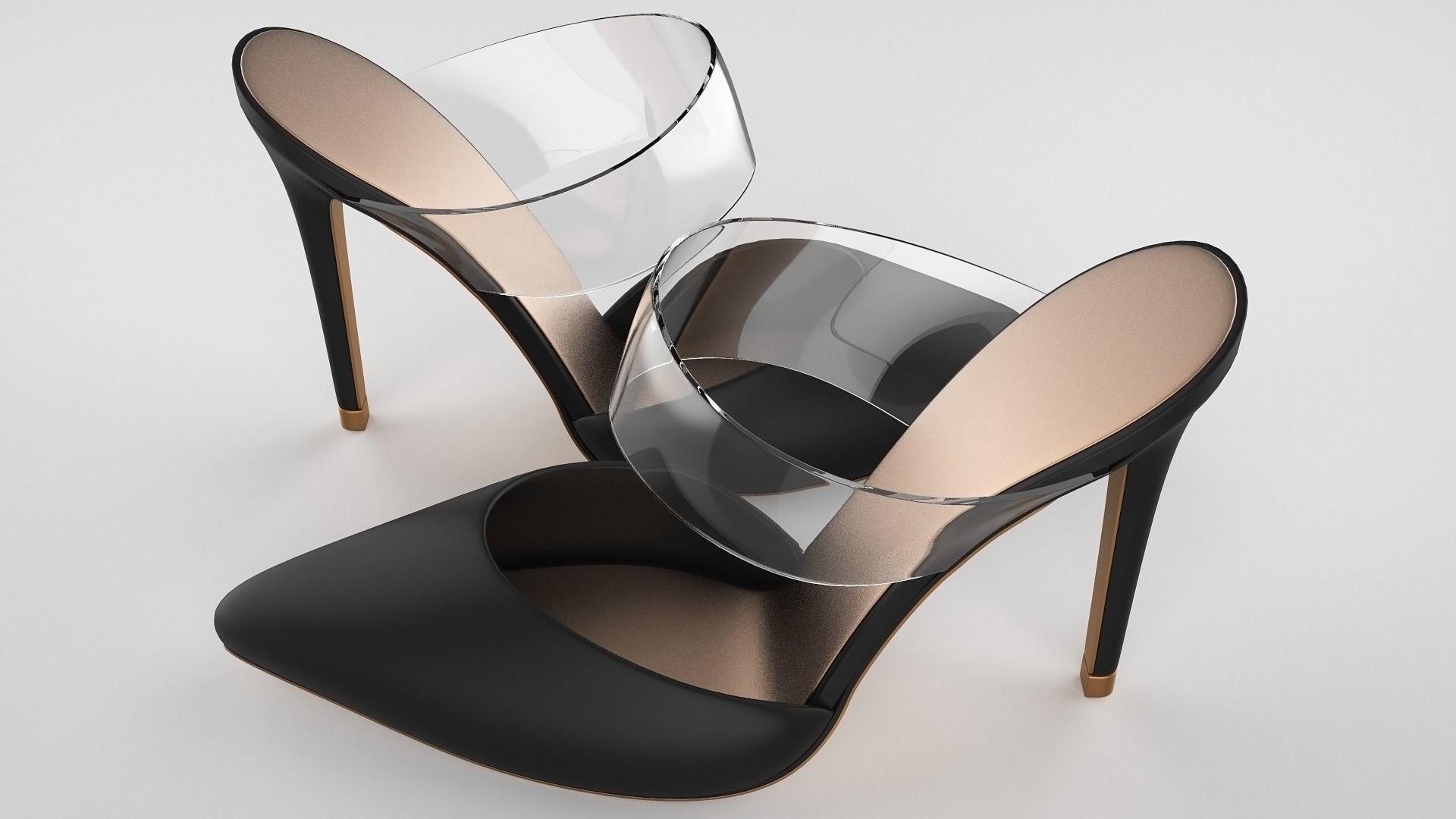 Pointed Toe Stiletto heels with Clear Strap 3D model_15