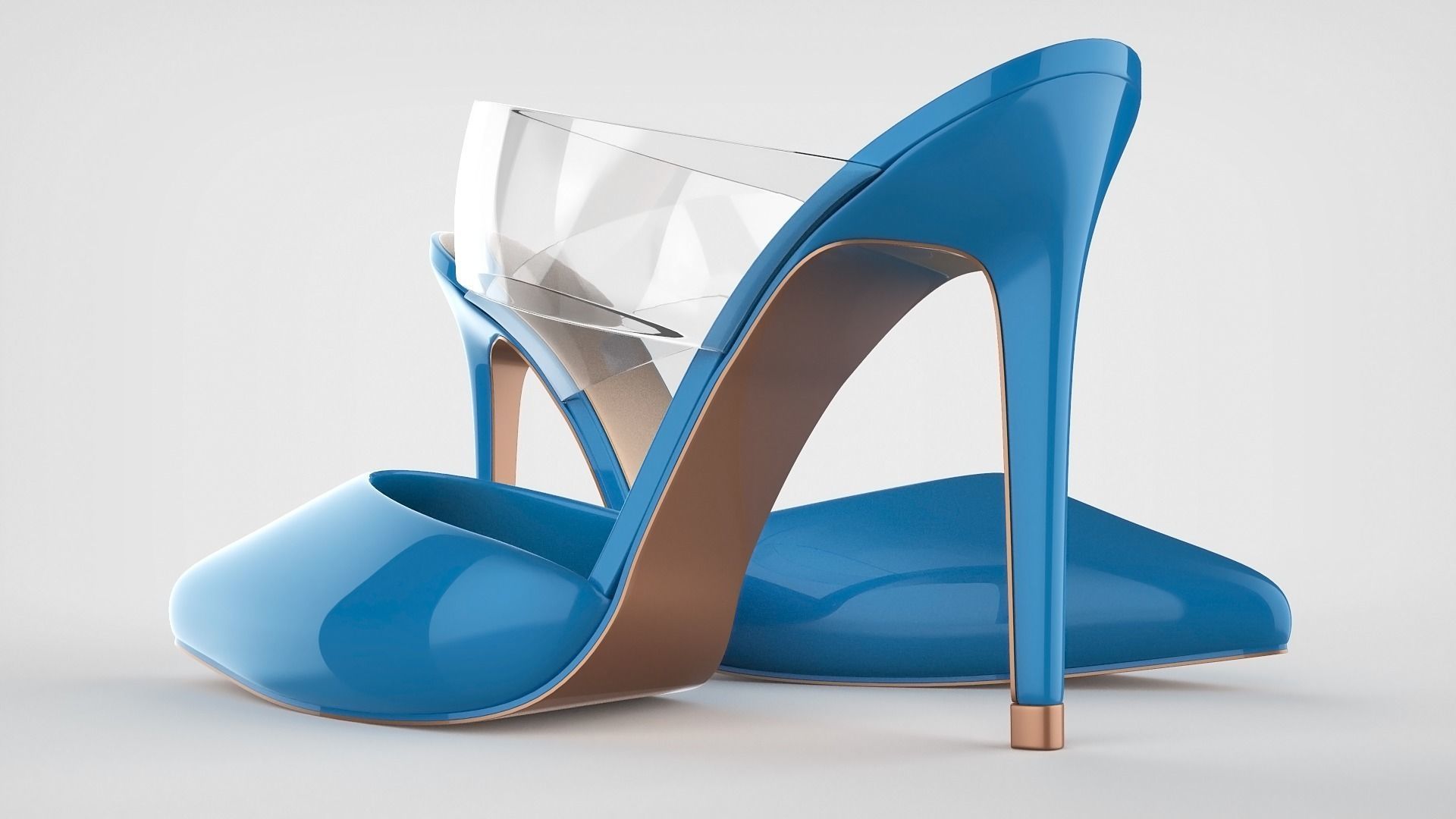Pointed Toe Stiletto heels with Clear Strap 3D model_3