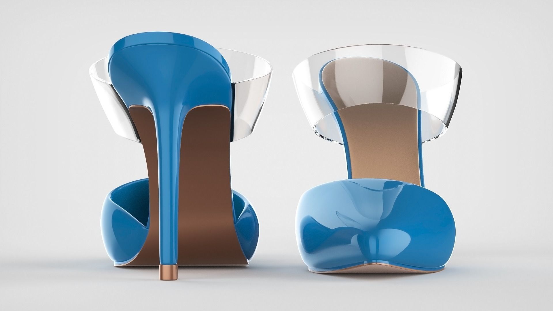 Pointed Toe Stiletto heels with Clear Strap 3D model_4