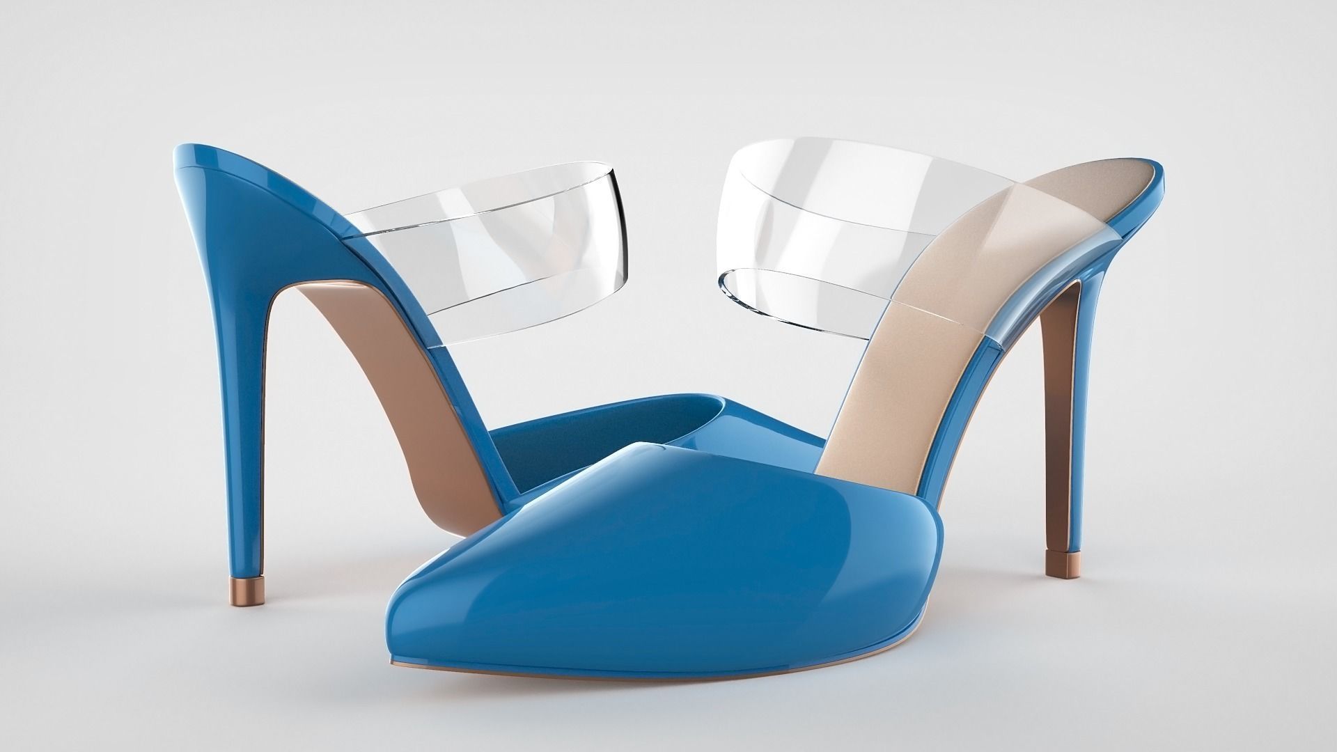 Pointed Toe Stiletto heels with Clear Strap 3D model_1