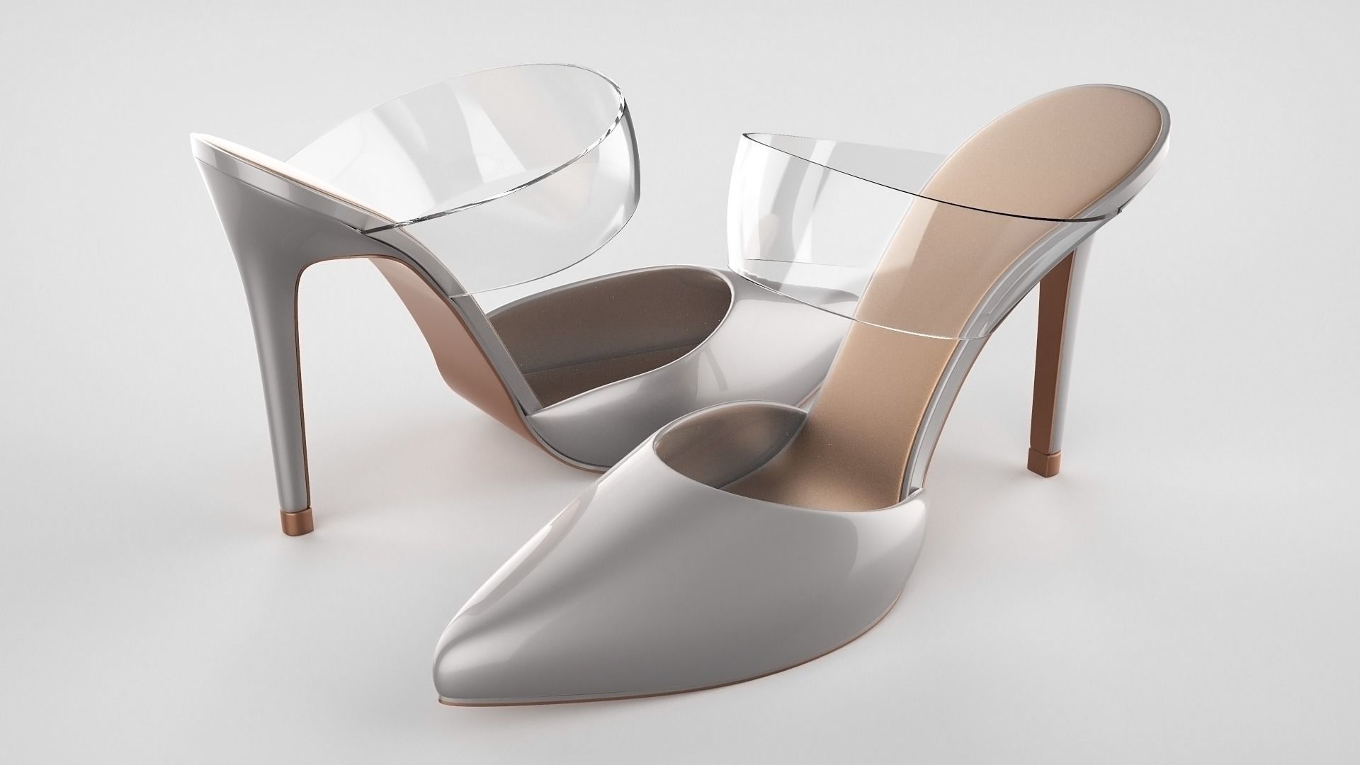 Pointed Toe Stiletto heels with Clear Strap 3D model_44