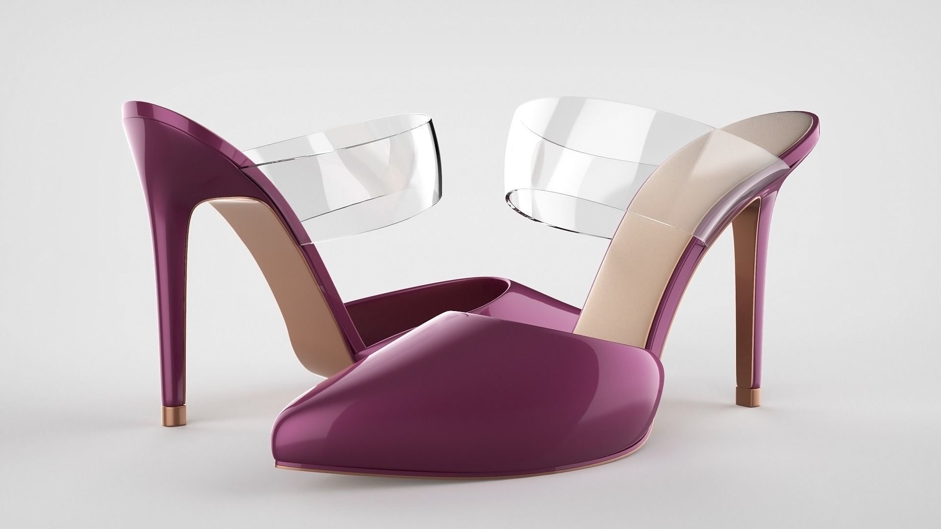 Pointed Toe Stiletto heels with Clear Strap 3D model_59