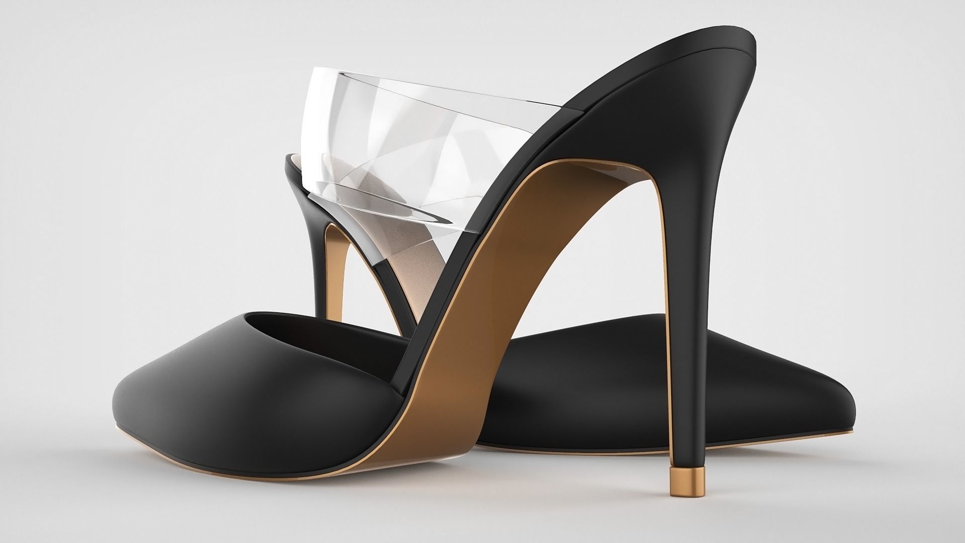 Pointed Toe Stiletto heels with Clear Strap 3D model_12