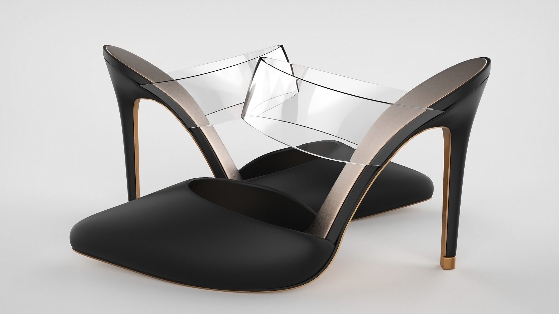 Pointed Toe Stiletto heels with Clear Strap 3D model_11