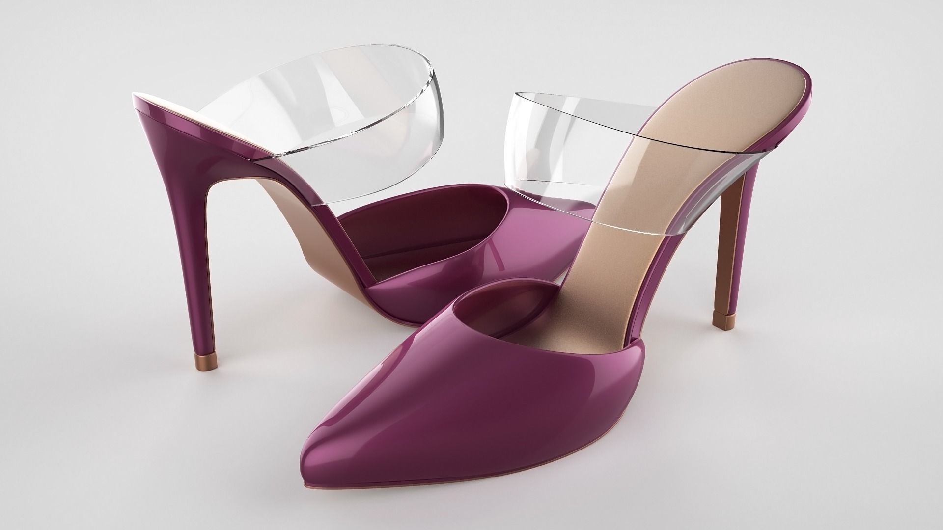 Pointed Toe Stiletto heels with Clear Strap 3D model_58