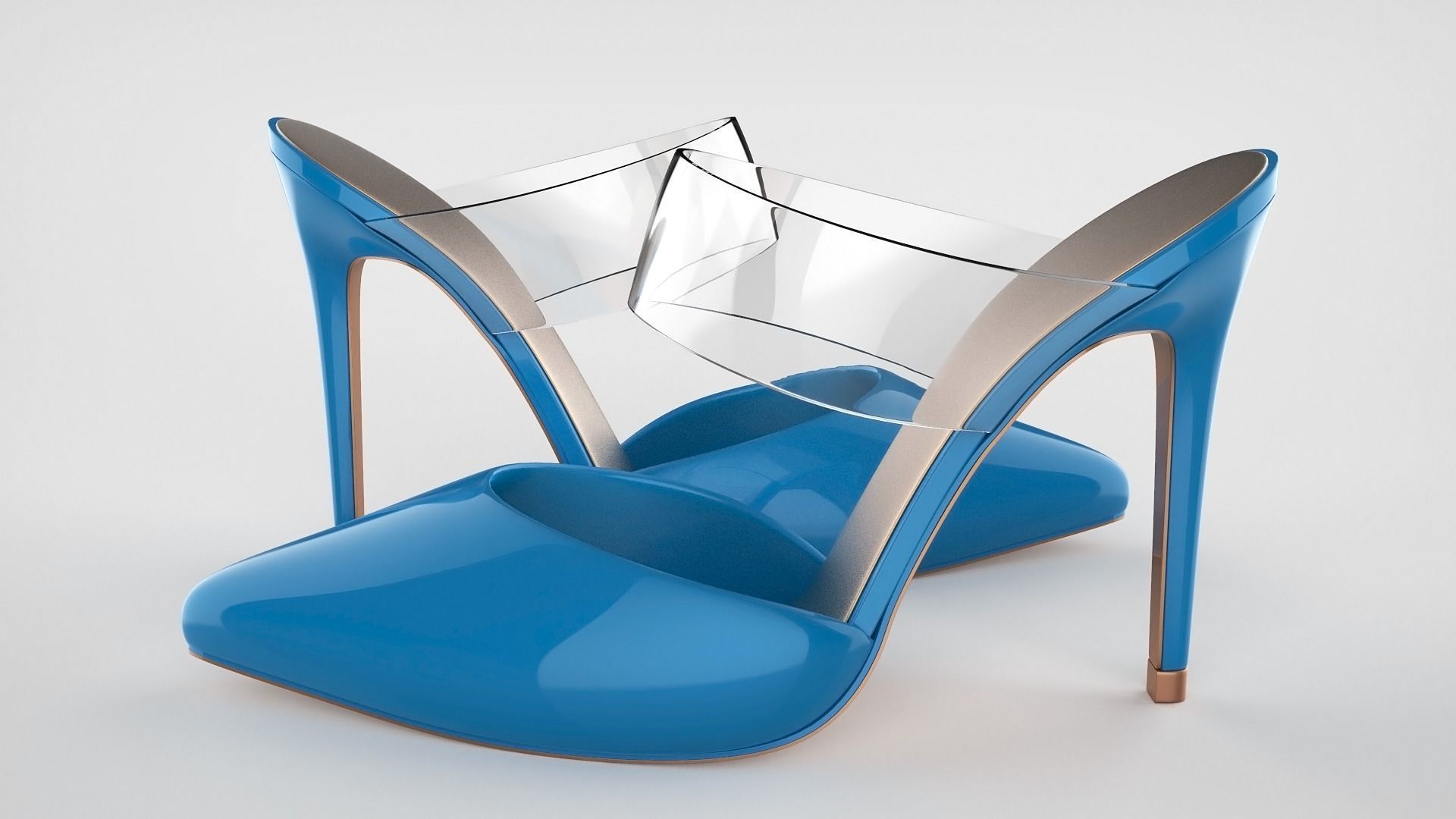 Pointed Toe Stiletto heels with Clear Strap 3D model_2
