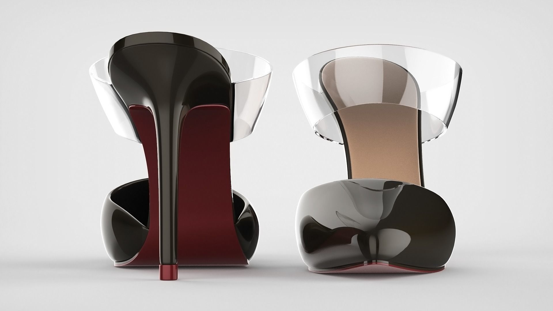 Pointed Toe Stiletto heels with Clear Strap 3D model_34