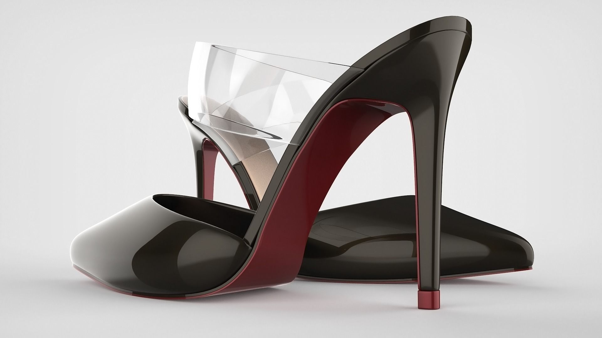 Pointed Toe Stiletto heels with Clear Strap 3D model_33