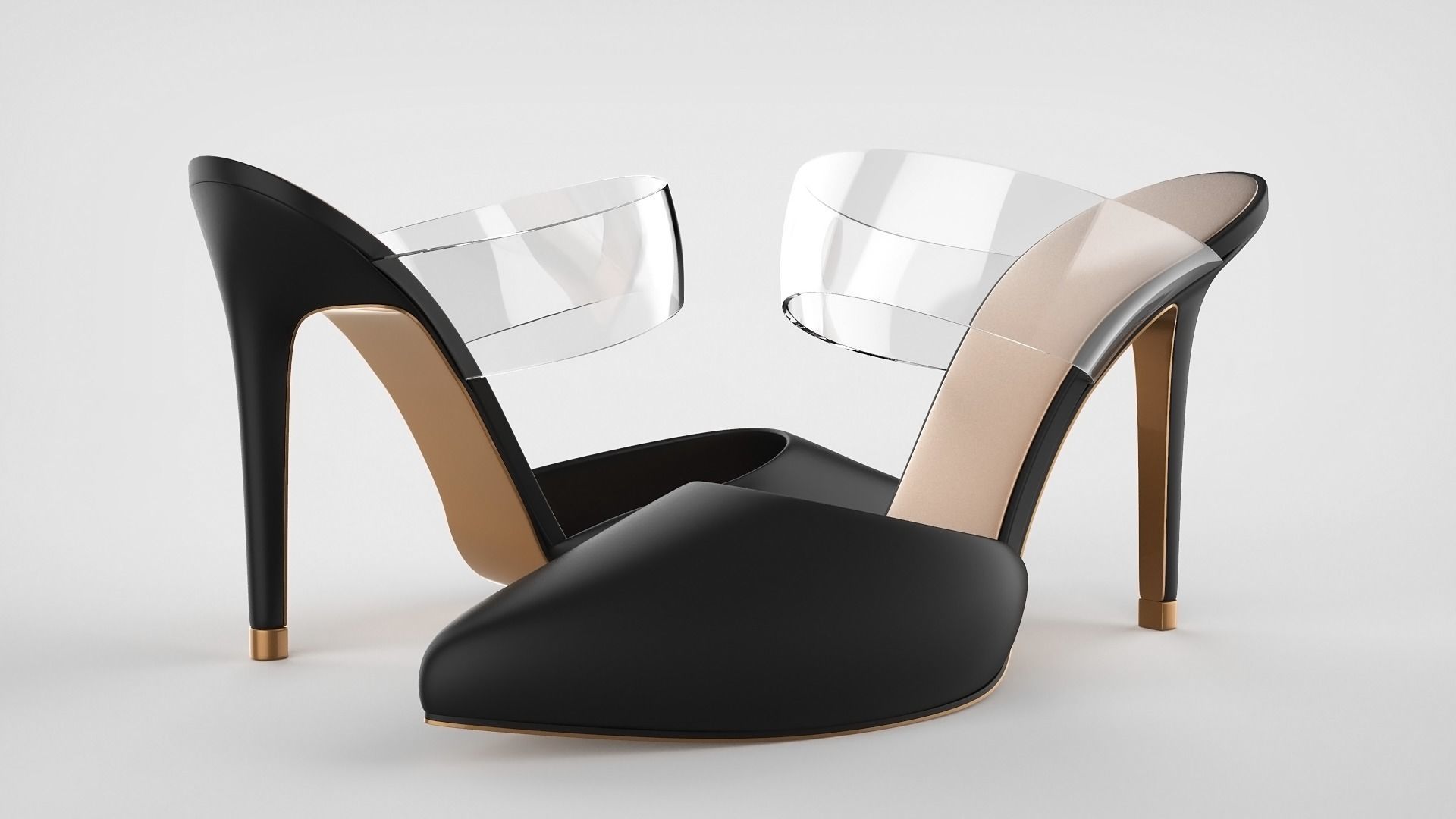 Pointed Toe Stiletto heels with Clear Strap 3D model_10