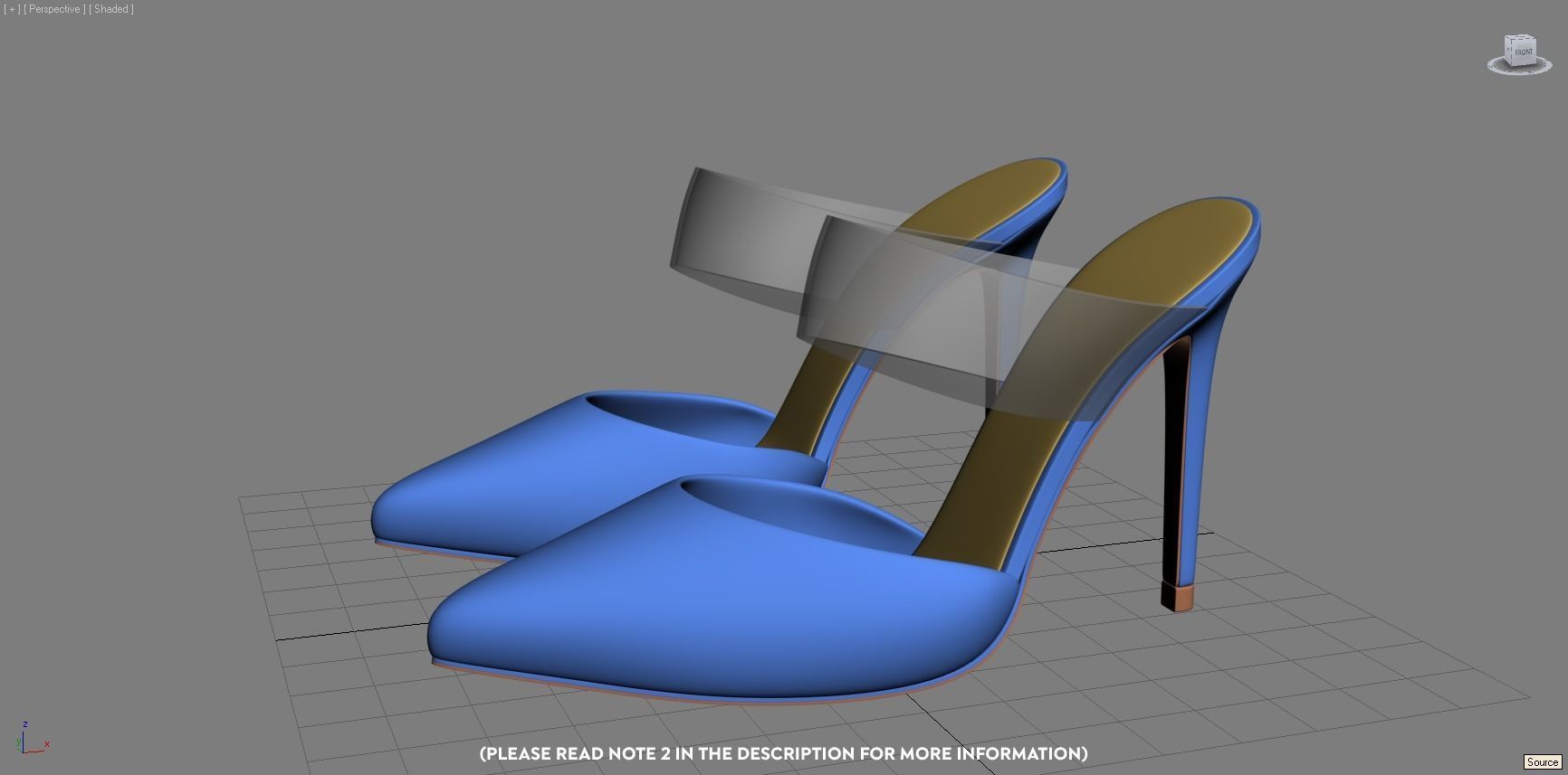 Pointed Toe Stiletto heels with Clear Strap 3D model_8